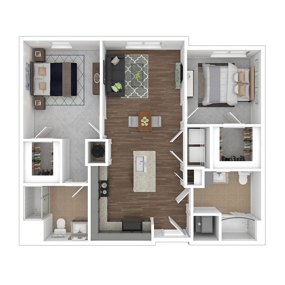 Style 2C - Accessible 2 Bedroom | 2 Bath 914 Square Feet