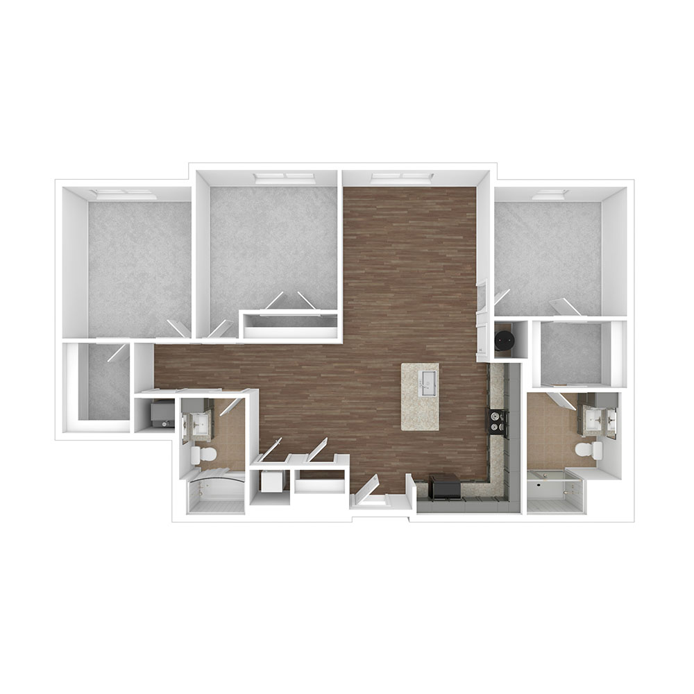 Style 3C 3 Bedroom | 2 Bath 1,189 Square Feet
