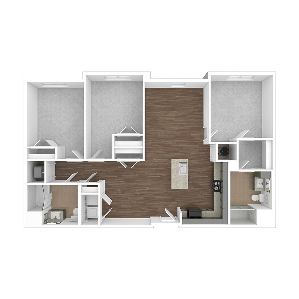 Style 3D - Accessible 3 Bedroom | 2 Bath 1,250 Square Feet